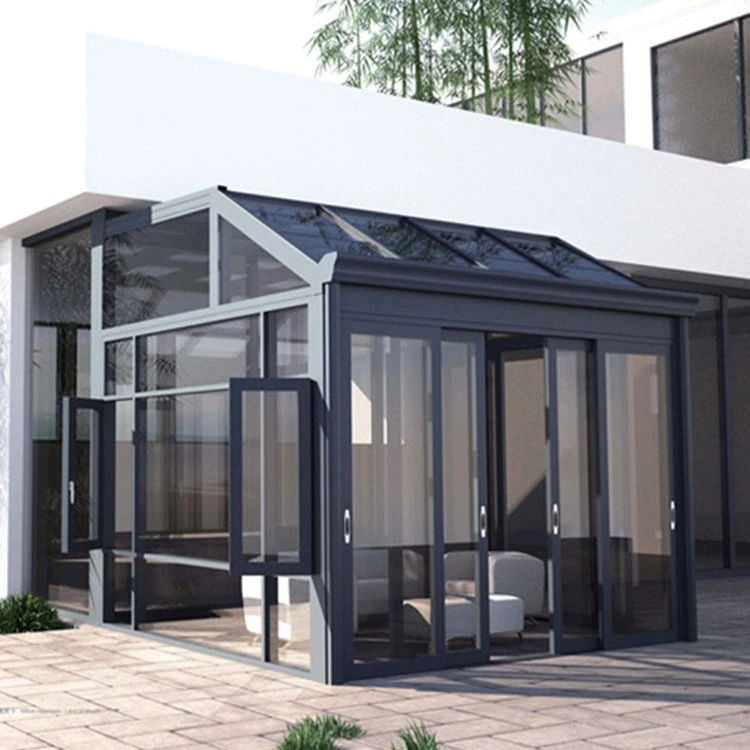 Sunroom tal-aluminju b'blinds