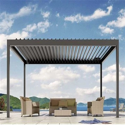 Pergola ta 'l-aluminju tas-sistema tas-saqaf bil-louvered li ma jgħaddix ilma minnha